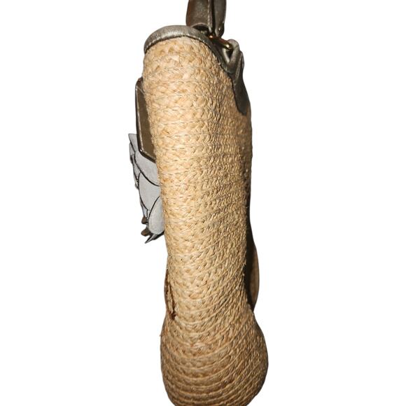 COACH Bleeker Natural Straw Tote Bag Leather Flower & Straps Woven F13373 - Picture 13 of 14